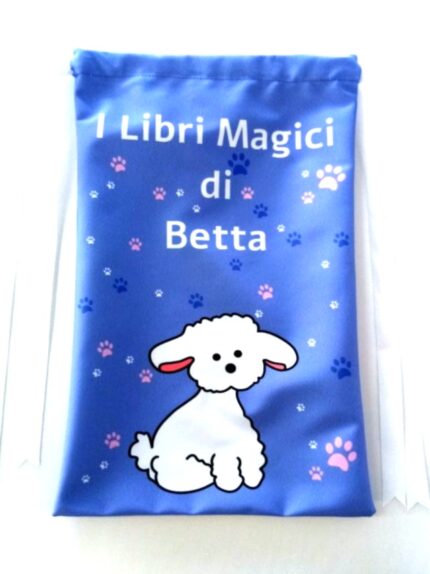 BOOK BAG MALTESINA PORTA LIBRI CON TESTO PERSONALIZZATO