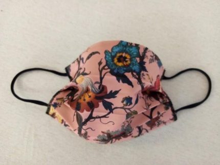 MASCHERINA 'BLUE FLOWER' IN COTONE DOPPIO STRATO E POLIESTERE - APRIBILE - NON MEDICA - NON DPI