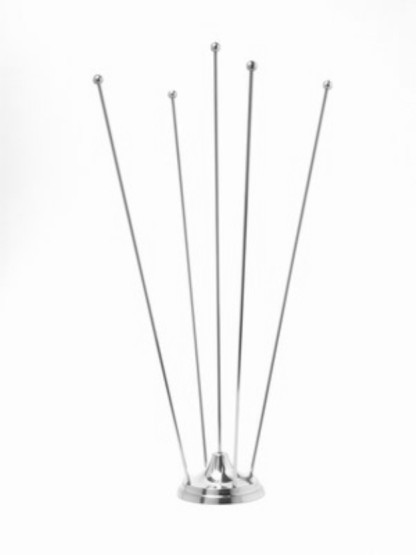 Completo da tavolo in ottone cromato per cinque bandierine