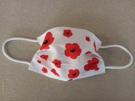 MASCHERINA 'RED FLOWERS' IN COTONE DOPPIO STRATO E POLIESTERE - APRIBILE - NON MEDICA - NON DPI
