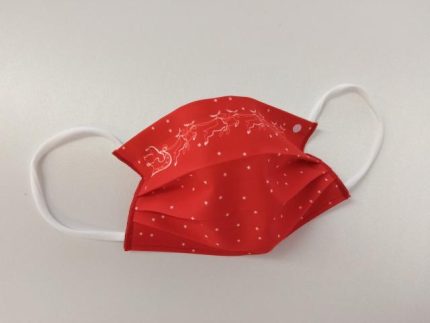 MASCHERINA DI NATALE SANTA CLAUS E LE SUE RENNE - ROSSA