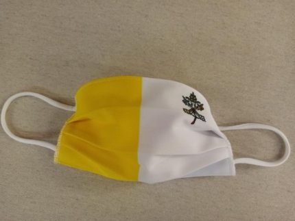 MASCHERINA VATICANO IN COTONE DOPPIO STRATO E POLIESTERE - APRIBILE - NON MEDICA - NON DPI