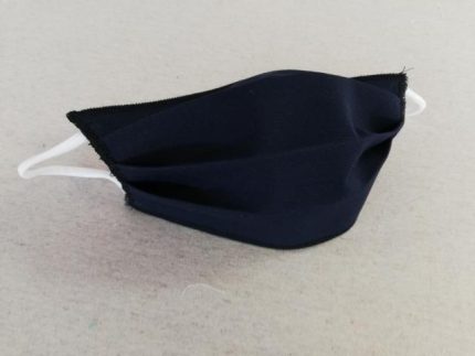 MASCHERINA TOTAL BLOCK BLU SCURO: ACRILICO FUORI + DOPPIO COTONE DENTRO.