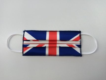 MASCHERINA UK - REGNO UNITO - IN COTONE DOPPIO STRATO E POLIESTERE - APRIBILE - NON MEDICA - NON DPI