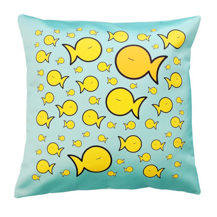 CUSCINO 'FISH & FISHES' VERDE ACQUA 50x50 cm.