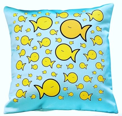 CUSCINO 'FISH & FISHES' CELESTE 50x50 cm.