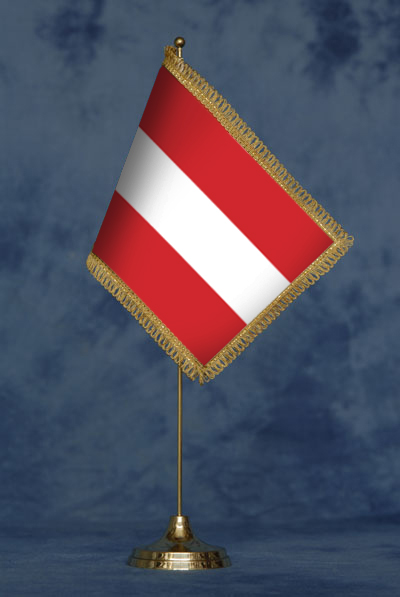 Bandierina Austria - DELUXE da tavolo, completa di stand in ottone dorato