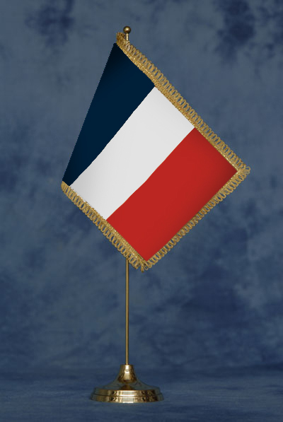Bandierina Francia - DELUXE da tavolo, completa di stand in ottone dorato