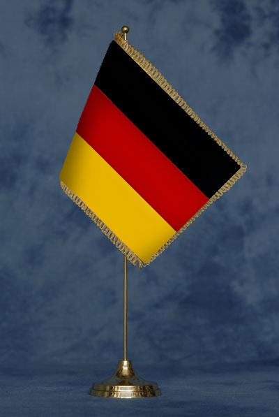 Bandierina Germania - DELUXE da tavolo, completa di stand in ottone dorato