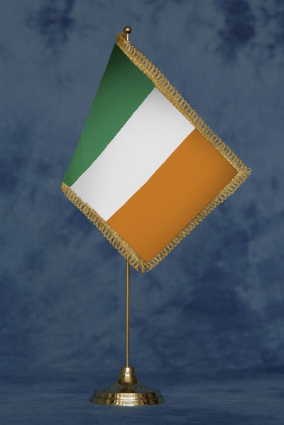 Bandierina Irlanda - DELUXE da tavolo, completa di stand in ottone dorato